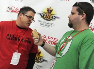 Here I am talking with Ken Murphy, Cape Comic Con organizer. Thanks to the Cape Girardeau newspaper "The Southeast Missourian" for capturing the moment.